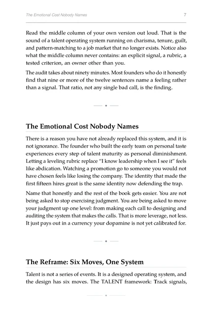 The Talent System, printed page: The Emotional Cost Nobody Names