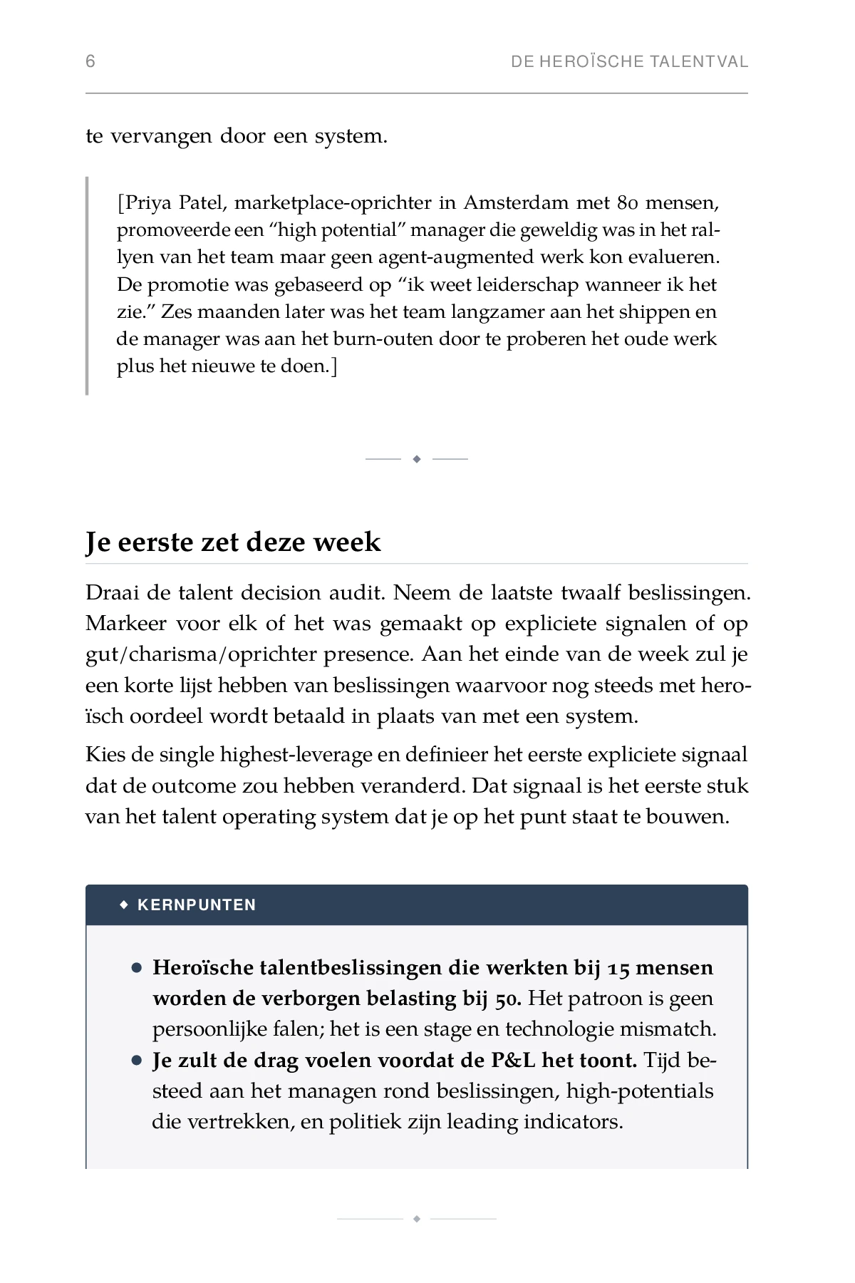 Het Talentsysteem, gedrukte pagina: Je eerste zet deze week