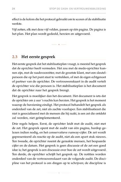 Het Turnaroundprotocol, gedrukte pagina: Ten tweede, de oprichter noemt de geraakte mensen, het bespaarde