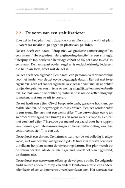 Het Turnaroundprotocol, gedrukte pagina: 2.2 De vorm van een stabilisatiezet