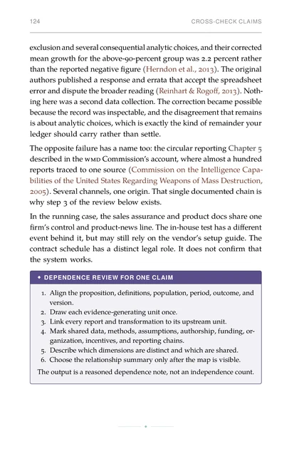 The Verified Research Loop, printed page: In the running case, the sales assurance and product docs share one