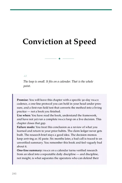 The chapter promise: You will leave this chapter with a specific 90-day trace cadence, a one-line protocol you can hold in…